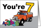 7th Birthday Bulldozer Moving Numbers card