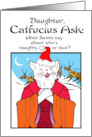Daughter Holidays Christmas Catfucius Naughty Nice Cat Humor Cartoon card