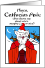Niece Holidays Christmas Catfucius Naughty Nice Cat Humor Cartoon card