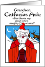 Grandson Holidays Christmas Catfucius Naughty Nice Cat Humor Cartoon card