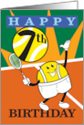 Happy 7th Birthday Tennis Smiling Player Cartoon card