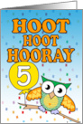 Hoot Hoot Hooray Owl 5th Birthday Wish To Child card