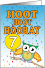 Hoot Hoot Hooray Owl 7th Birthday Wish To Child card