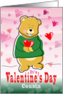 Cousin Valentine’s Day Heart Hugging Teddy Bear card