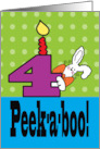 Happy 4th Birthday Baby Peek-a-boo bunny plays card