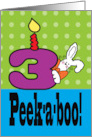 Happy 3rd Birthday Child Plays Peek-a-boo With Bunny card