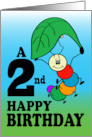 2nd Birthday Cartoon Bug Caterpillar Parachutes card