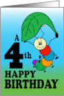 4th Birthday Cartoon Bug Caterpillar Parachutes card