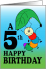 5th Birthday Cartoon Bug Caterpillar Parachutes card