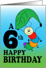 6th Birthday Cartoon Bug Caterpillar Parachutes card