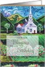 Cousin Birthday Religious Blessing Church Landscape Fine Art card