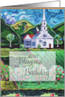 Aunt Birthday Religious Blessing Church Landscape Fine Art card