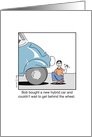 His Birthday Car Impatient cartoon humor funny New hybrid Car card
