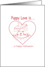 Happy Halloween+pumpkin+puppy+cartoon+adorable+ card