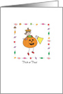 Halloween Kids cartoon Trick or Treat Pumpkin fun card