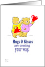 Get Well+Feel better+Hugs & Kisses+Kid+Teddy bears+hearts+child card