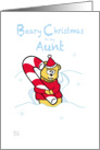 Merry Christmas - Aunt teddy Bear & Candy Cane card