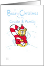 Merry Christmas - cousin & family teddy Bear & Candy Cane card