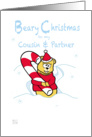 Merry Christmas - cousin & partner teddy Bear & Candy Cane card