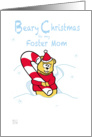 Merry Christmas - foster mom teddy Bear & Candy Cane card