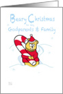 Merry Christmas - godparents & family teddy Bear & Candy Cane card