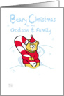 Merry Christmas - godson & family teddy Bear & Candy Cane card