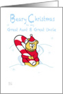 Merry Christmas - great aunt & uncle teddy Bear & Candy Cane card