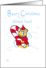 Merry Christmas - great aunt teddy Bear & Candy Cane card