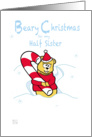 Merry Christmas - half sister teddy Bear & Candy Cane card