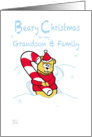 Merry Christmas Grandson & Family teddy Bear Candy Cane card
