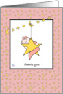 Baby Shower Gift Thank You, Baby Girl With Moon And Stars card