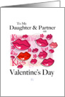 Valentine’s Day -Daughter & Partner-Lips,Love,Kiss card