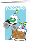 Happy Birthday, kids, Monster Car, Cake, Candles card