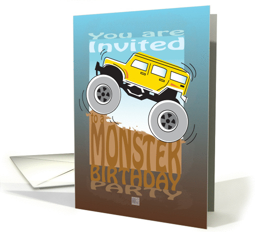 Birthday Party Invitation for Kids, Monster Truck / Car Racing card