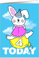 4th Child Birthday Bunny Balloon Floating card