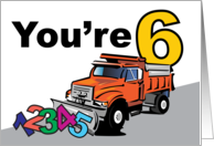 6th Birthday Bulldozer Moving Numbers card