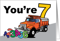 7th Birthday Bulldozer Moving Numbers card