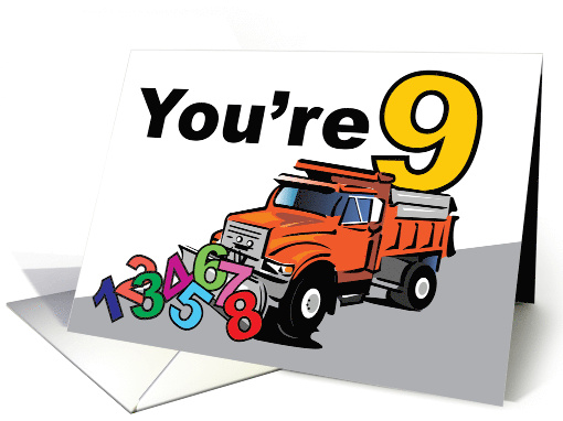 9th Boy Birthday Bulldozer Moving Numbers card (1636278)