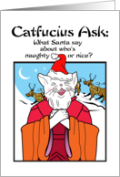 Holidays Christmas Catfucius Naughty Nice Cat Humor Cartoon card