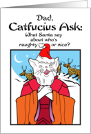 Dad Holiday Christmas Catfucius Naughty Nice Cat Humor Cartoon card