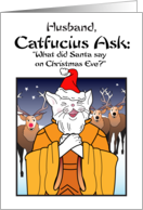 Husband Holidays Christmas Catfucius Animal Deer Cat Humor Cartoon card