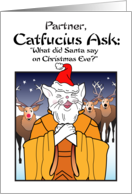 Partner Holidays Christmas Catfucius Animal Deer Cat Humor Cartoon card