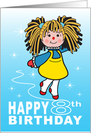 Happy 8th Birthday From An Ice Skating Beautiful Ragdoll card