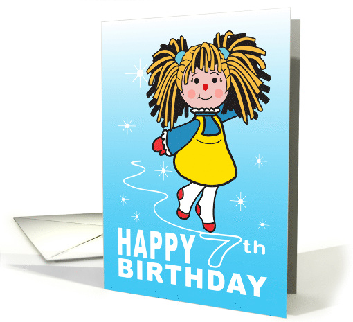 Happy 7th Birthday From An Ice Skating Beautiful Ragdoll card