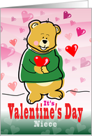 Niece Valentine’s Day Heart Hugging Teddy Bear card