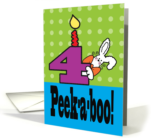 Happy 4th Birthday Baby Peek-a-boo bunny plays card (1747306)