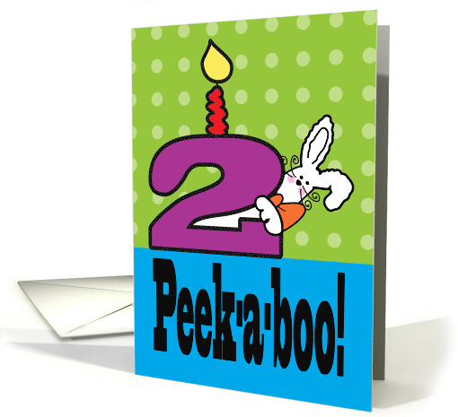 Happy 2nd Birthday Child Plays Peek-a-boo With Bunny card (1747308)