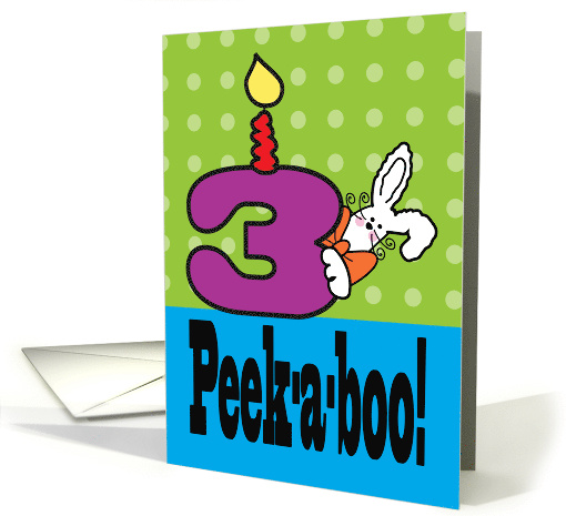 Happy 3rd Birthday Child Plays Peek-a-boo With Bunny card (1747310)