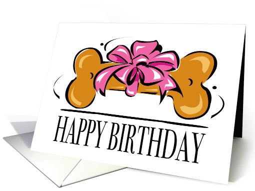 Dog Bone Birthday Pet Gift Pink Ribbon card (1764360)