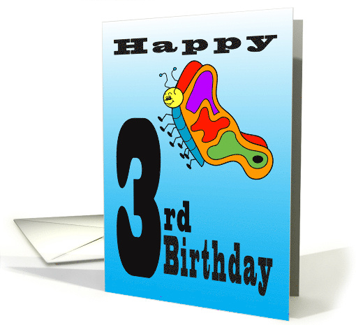 3rd Birthday Cartoon Butterfly for Your Bug Loving Child card
